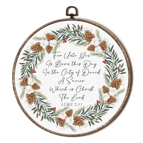 Religious Christmas Wall Art - Luke 2:11 Bible Verse Canvas, 10x10in