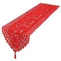 Red Lace Table Runner for Christmas Party & Wedding Decor - 13x70 Inches