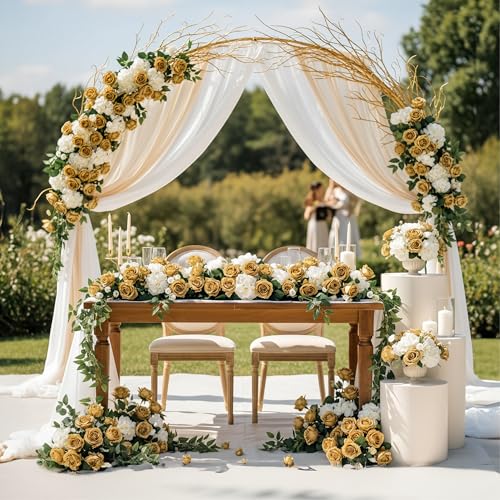 Gold Artificial Roses - 104PCS Fake Rose Flowers for Home Decor & Events