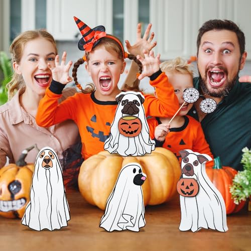 Halloween Ghost Dog Wooden Decoration Set for Tiered Tray Table Sign