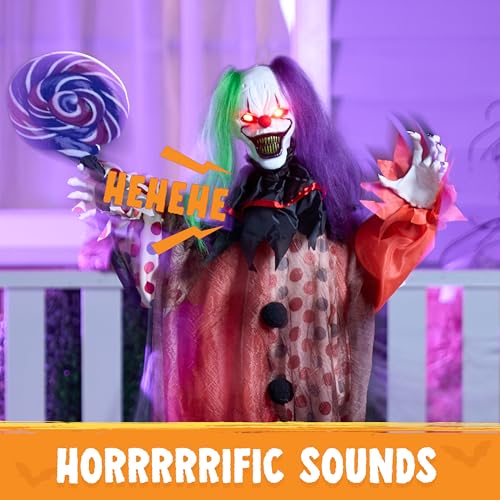 Halloween Animatronic Clown Decoration Outdoor Indoor Sound-Activated Spooky Yard Prop