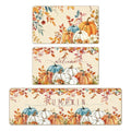Fall Pumpkin Kitchen Mat Set - Autumn Fall Kitchen Rugs, 3-Piece with Non-Slip Backing