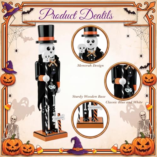 Halloween Skeleton Nutcracker Decor - Wooden 15-Inch Skeleton Variation