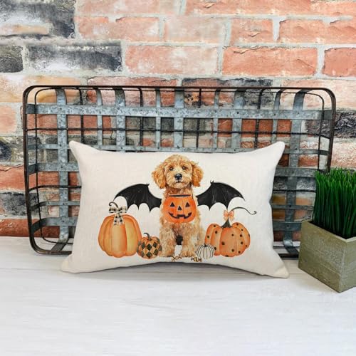 Halloween Pillow Covers 12x20 Inch Dog Pillow Cover - Golden Doodle Halloween Sofa Bed Decor