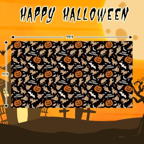 Halloween Pumpkin Tablecloth Set - 4 Pack 54x108 Inch Plastic Halloween Party Covers