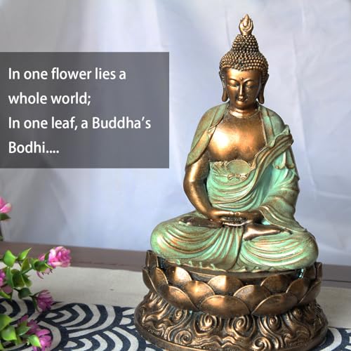 Gold Buddha Statue for Home Decor Meditation Zen Sculpture 8.3 Inch