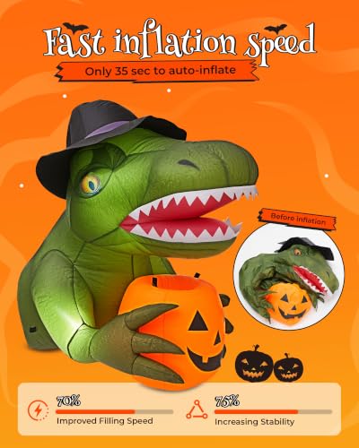 Green Trunk or Treat Car Decorations Kit with 4 LEDs - Halloween Inflatable for Vehicle