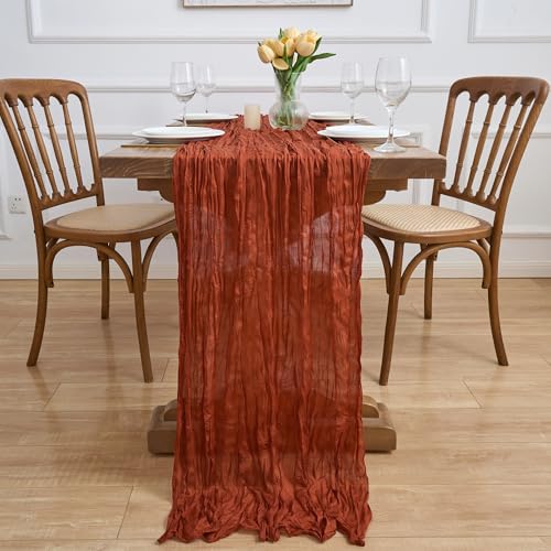 2 Pack Terracotta Cheesecloth Table Runners - Fall Boho Wedding Decor 10FT