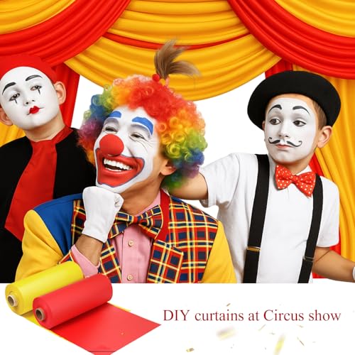 Carnival Circus Table Cover Backdrop - 2 Rolls Yellow & Red, Waterproof Disposable