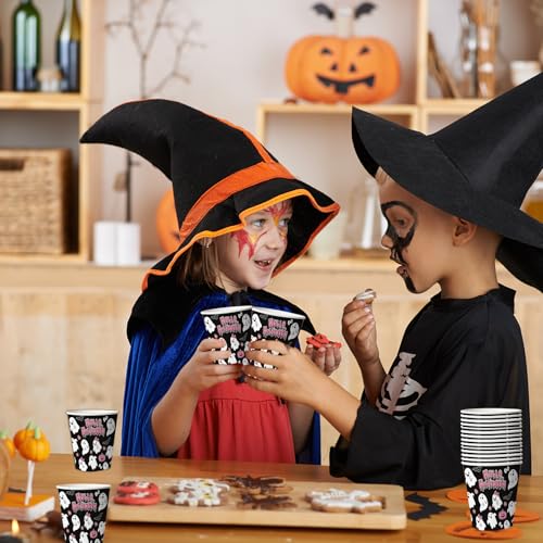 Halloween Disposable Paper Cups 8.5 oz Ghost Pumpkin Bat 50 Pack