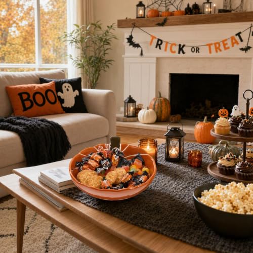 Halloween Ceramic Pumpkin Candy Bowl - 6 Inch Fall Decor & Serving Dish