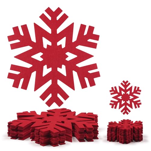 Noctiflorous Felt Placemats & Coasters Set 12 pcs Christmas Red 13 Inch - Heat Resistant & Durable