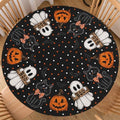 Halloween Polka Dot Round Fitted Tablecloth with Elastic - Black & White Dot, 43 Inch