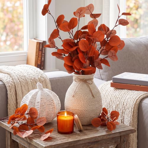 Fall Table Centerpiece Set with Pumpkin Scented Candle & Decorative Wicker Pumpkin