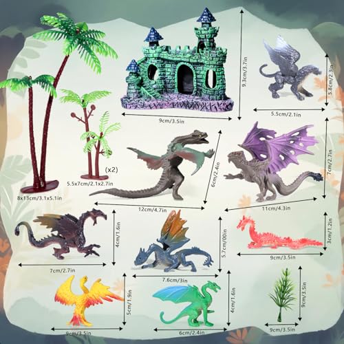 15Pcs Dragon Cake Decorations Mythical Figures for Fantasy Cake Topper
