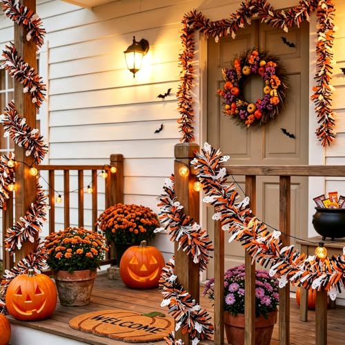 33ft Ghost Tinsel Garland Halloween Decoration Twist Hanging Decor for Party & Home