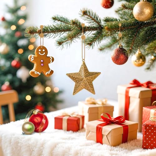 24 PCS Christmas Ornament Hooks - Non-Slip Heavy Duty Gold Hangers