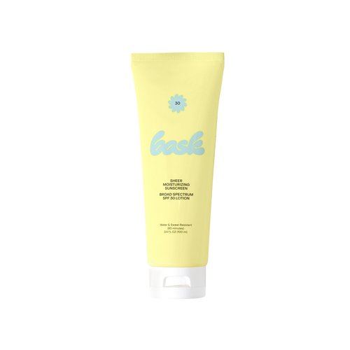 Bask Suncare SPF 30 Sheer Moisturizing Sunscreen Lotion - Broad Spectrum UVA/UVB Protection, Dermatologist Recommended, Hydrating, Lightweight & Non-Greasy, No White Cast, Travel Size, 3.4 fl oz