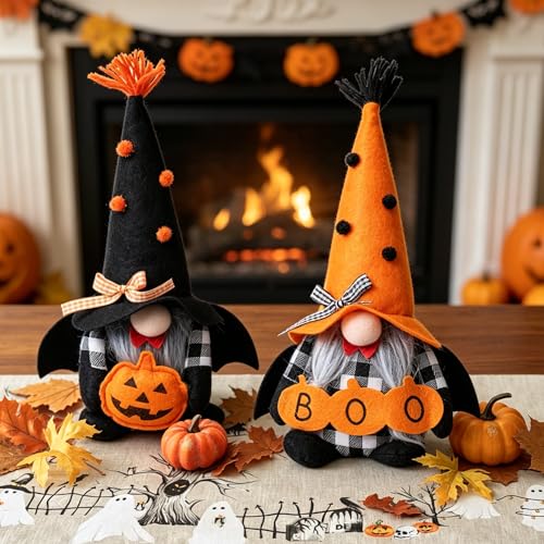 Halloween Plush Gnomes Decorations Set of 2 - Bat Boo Variation