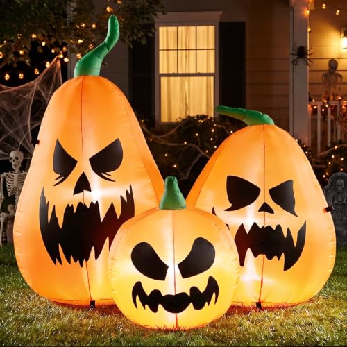 Halloween Inflatable Pumpkins Family Set with LED Lights - 6.5ft, Weather-Resistant, Easy Setup
