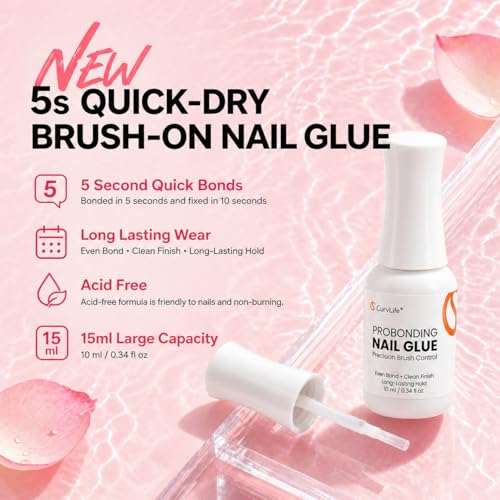 Press-On Nail Glue with Precision Brush - Strong Bond, Easy Removal, 10ml