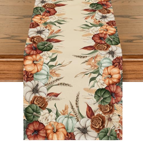 Artoid Mode 210 GSM Fall Table Runner 13x90 Inch Beige Home Decor