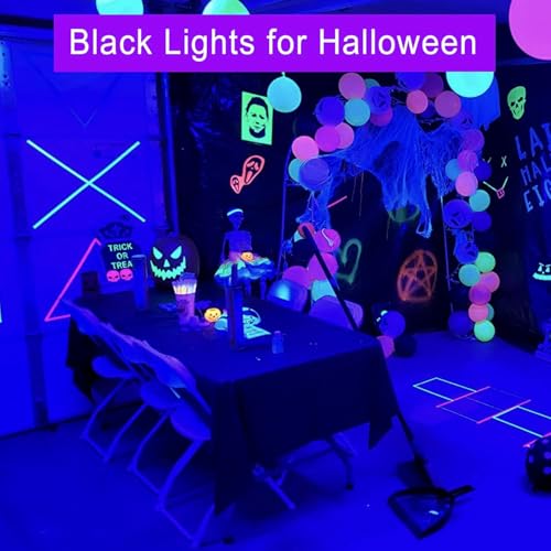 Outdoor Black LED Spotlights 15W Waterproof Blacklights for Halloween & Parties - 6 Pack