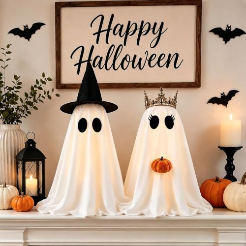 Light-Up Ghost Halloween Decorations - 2 Pack Indoor Spooky & Cute Decor