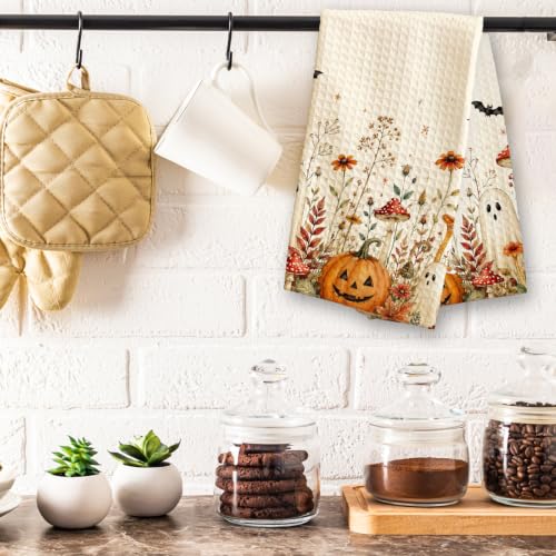 Halloween Kitchen Towel - Mushroom Decorative Dish Hand Towel 16x24 Inches