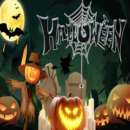 Halloween Press On Nails with Spider Web Pumpkin Bat Pattern - Medium Ballet Shaped 24Pcs