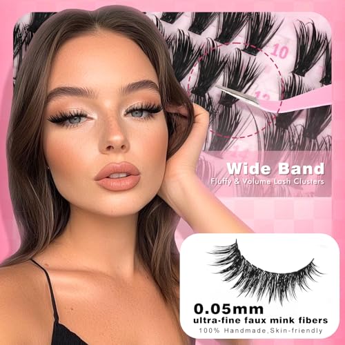 E-210 Manga Lash Clusters Kit - Wispy Spikes & Fluffy Eyelash Extensions with Seal - 10-18mm, 210PCS
