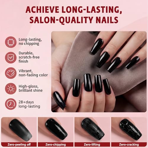 Black Square Press On Nails Medium 120Pcs - Reusable & Long-lasting