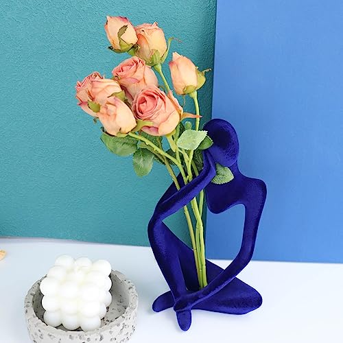 Blue Abstract Thinker Statue - Large Resin Flocked Decor Figurine for Living Room & Office