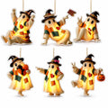 Halloween Ghost Hanging Ornaments Set - 6 Acrylic Patchwork Tree Decorations - Ghost-a-1233