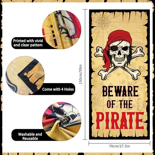 Pirate Theme Birthday Decorations Set with Banner, Balloons & Swirls