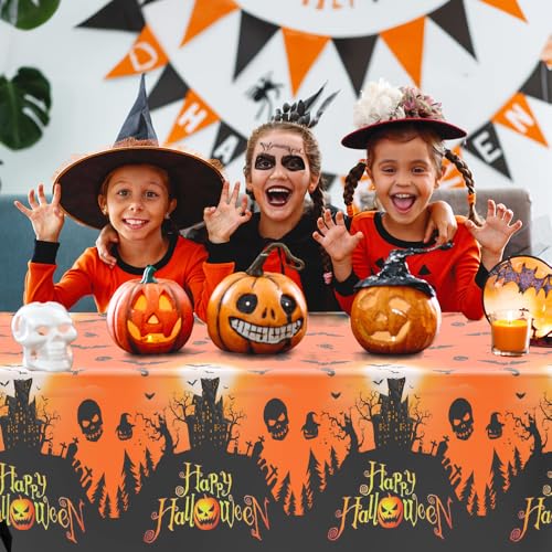 Yellow Halloween Disposable Plastic Tablecloth 6pcs 108x54 Inches for Party Decor