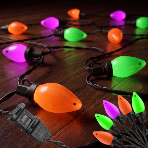 Halloween 26FT C7 LED String Lights - Orange, Green, Purple Opaque, Connectable