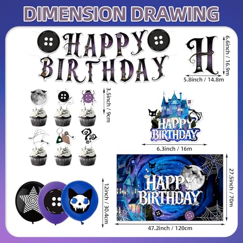 Halloween Party Decorations Set with Cake Toppers Banner Balloons and Backdrop - 42 Pieces