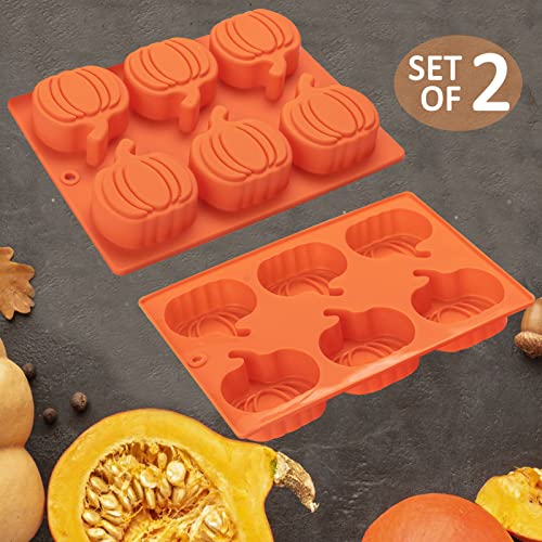 Silicone Pumpkin Molds 2 Pack - Halloween Thanksgiving Fall Baking & Soap Making
