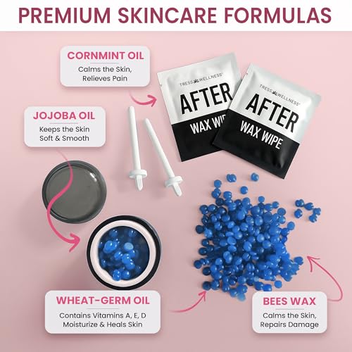 Stripless Facial & Eyebrow Wax Kit with Mini Warmer - Travel & Quick Use