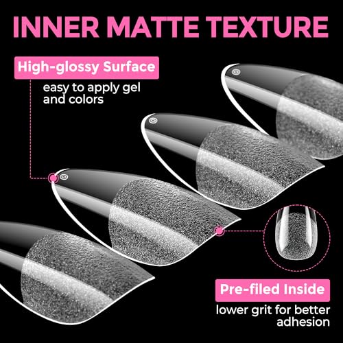Almond Gel Press On Nails Medium 216pcs - No Trace, Long Lasting, Pre-Shaped