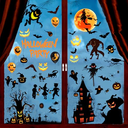 Halloween Window Clings Decorations Scary Monster Stickers - Halloween-Red Variation