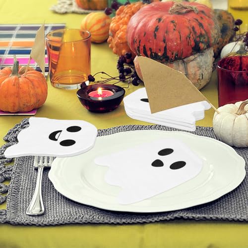 Halloween Ghost Paper Napkins - 100 Pack, 2-Ply Disposable Party Tableware
