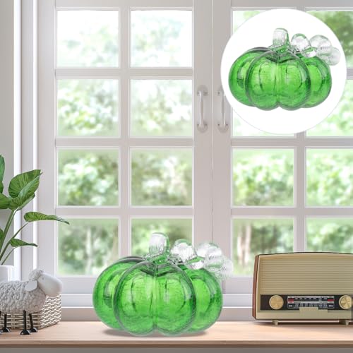 Hand-Blown Glass Pumpkin Figurine for Fall Thanksgiving Halloween Decor