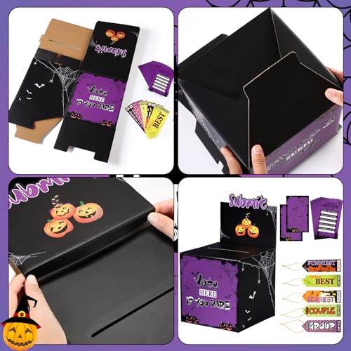 Halloween Costume Contest Ballot Kit - Purple, 51 Pcs Voting Box & Cards