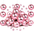 Pink Mini Disco Mirror Ball Ornaments - 37 Pcs Party & Christmas Decor