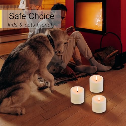 D3x3 Inch Waterproof Flickering Flameless Candles Set of 6 with Remote Timer - Ivory White