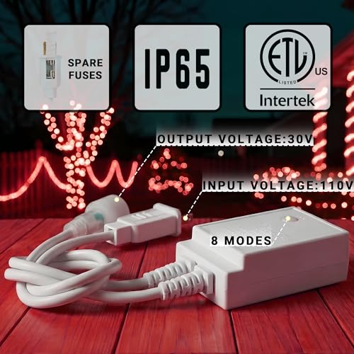 20ft Red Rope Lights for Outside – Connectable, Waterproof LED String with 8 Modes Controller