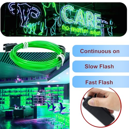 LED Neon Rope Lights 5M Battery-Powered Flexible Strip for Party & Costume