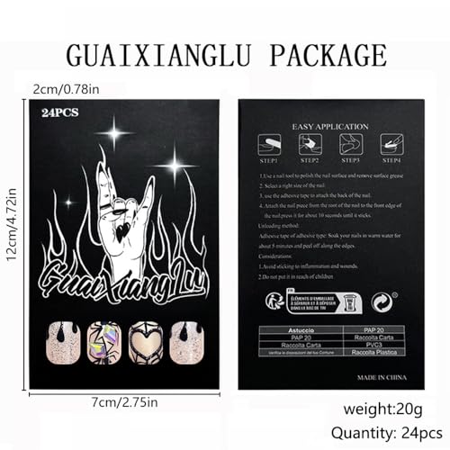 Halloween Press On Nails Short Square Glitter Web Spider Fake Nails WS07 - Reusable Nail Art for Women Party